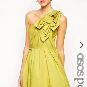 ASOS Petite One Shoulder Origami Ultra Full Skater Dress